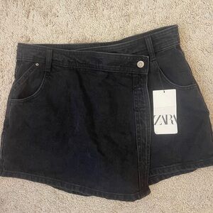 ZARA Black Denim Skort